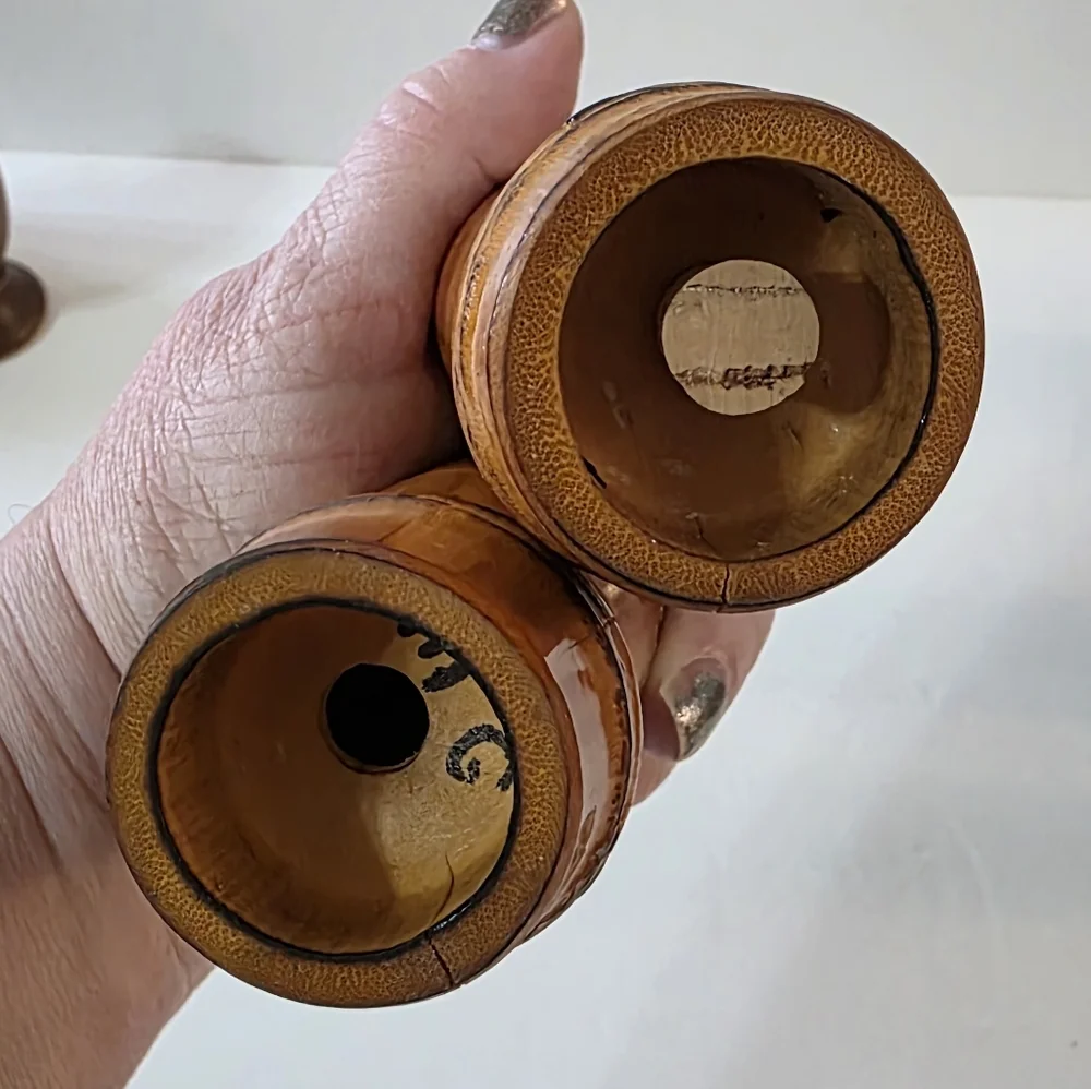 Vtg Bamboo Hawaii Salt Pepper Shaker Hawaii Souviner Set #287